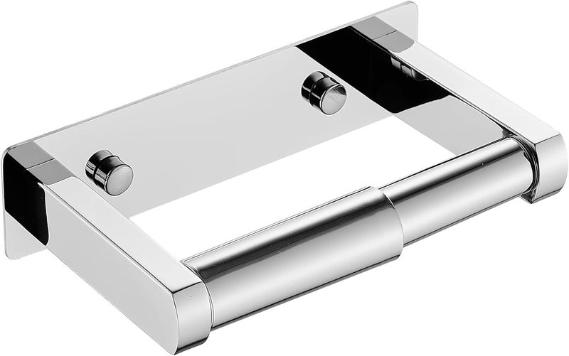POKIM Polished Chrome Toilet Paper Holder,Self Adhesive or Screw Wall Mount Toilet Roll Holder Stainless Steel Double Post Tissue Holder for Bathroom,Commercial Toilet Paper Dispenser - Image 1